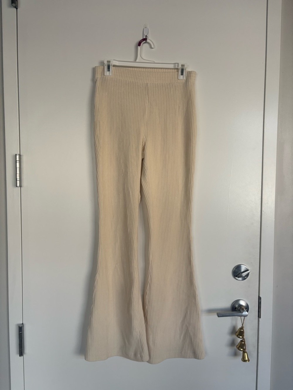 aerie Soft Cream Ribbed Knit Pants - Size Medium